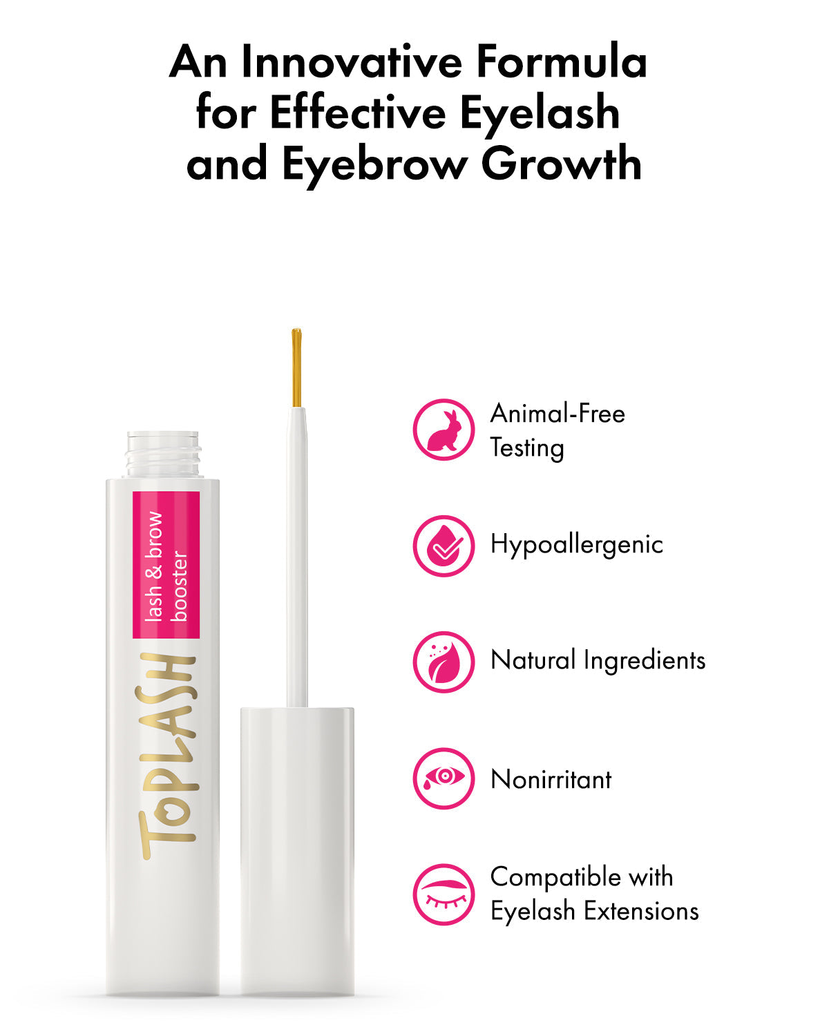 Toplash peptide lash serum: hypoallergenic, non-irritant, compatible with eyelash extensions